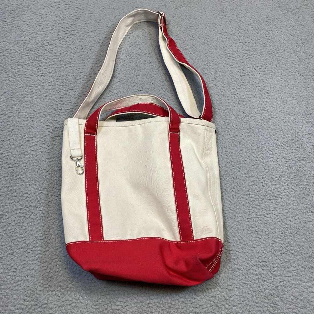 Lands End Canvas Bag 16 x 14 x 5 Adjustable Shoulder Strap Pockets Key Ring D